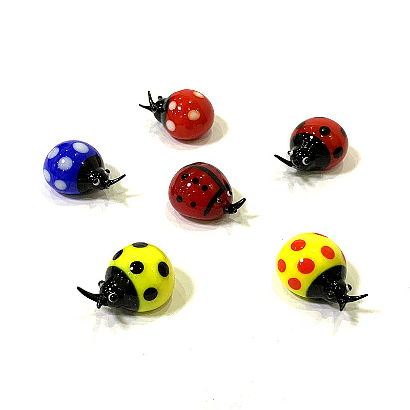 Bonsai Garden Mini - Colorful Mini Glass Ladybug Figurine Cute