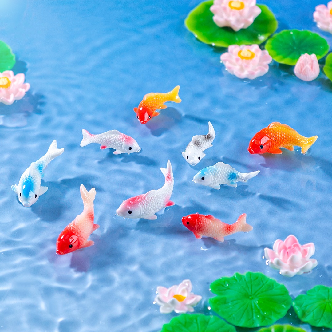 10PCS Mini Koi Fish Resin Gold - Bonsai Garden Mini 评论和价格