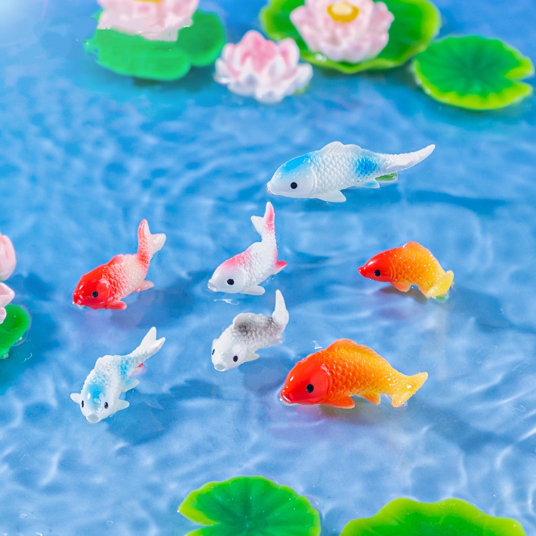 10PCS Mini Koi Fish Resin Gold - Bonsai Garden Mini 评论和价格