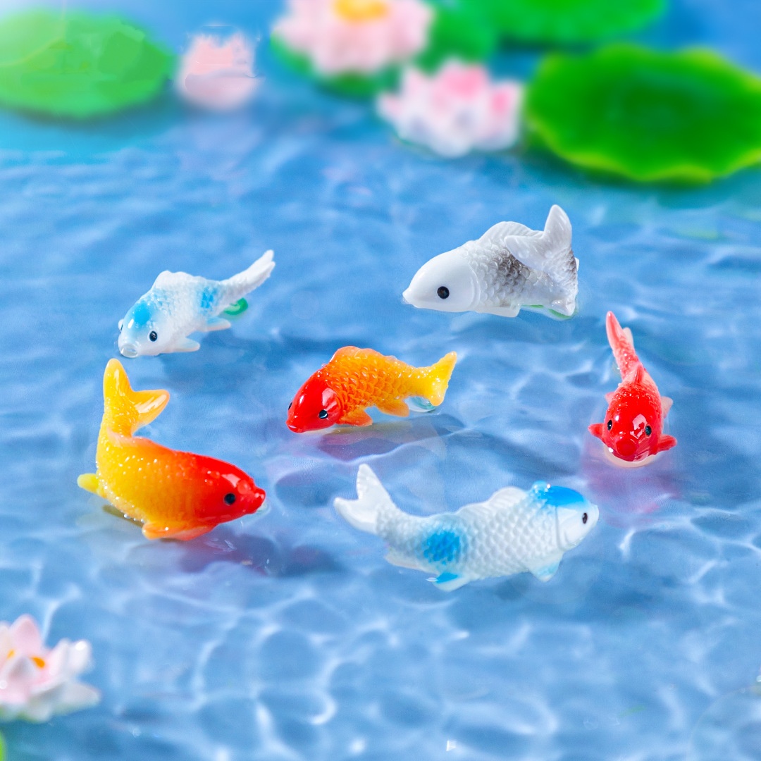 10PCS Mini Koi Fish Resin Gold - Bonsai Garden Mini 评论和价格