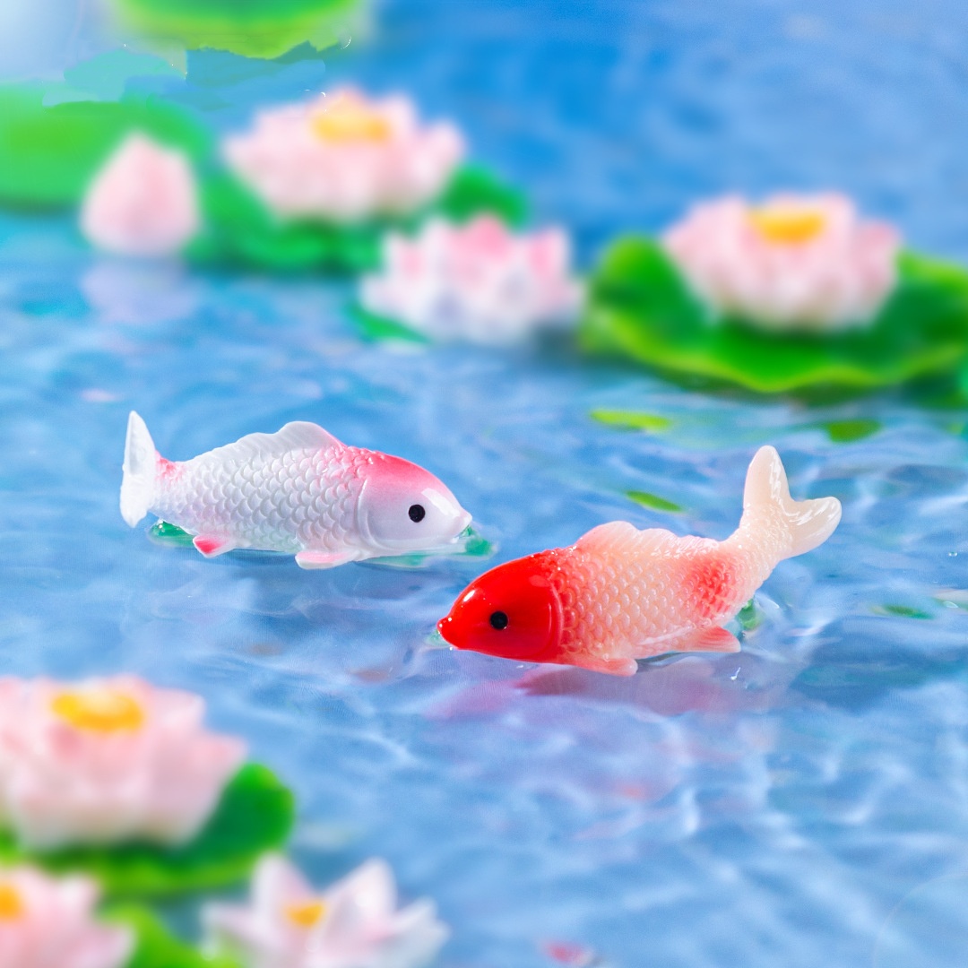 10PCS Mini Koi Fish Resin Gold - Bonsai Garden Mini 评论和价格
