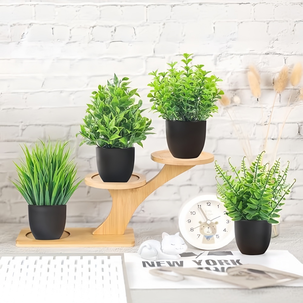 4pcs/set Mini Artificial Plant - Bonsai Garden For Home 评论和价格